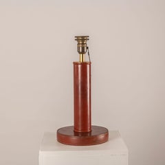 Hermès Bordeaux Leather Table Lamp Attributed to Dupre Lafon – French Art Deco