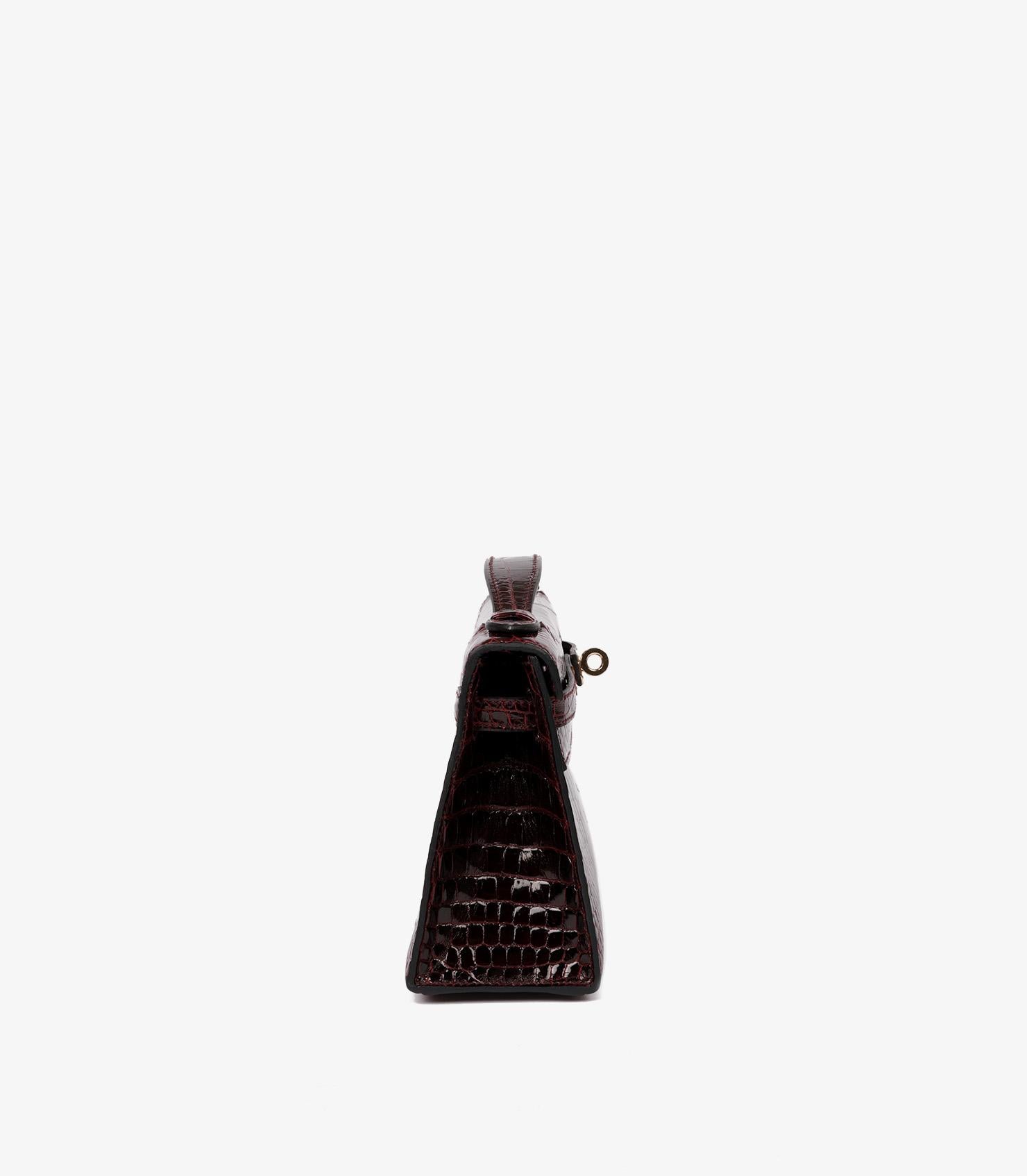 Black Hermès Bordeaux Mississippiensis Alligator Leather Kelly Mini Pochette