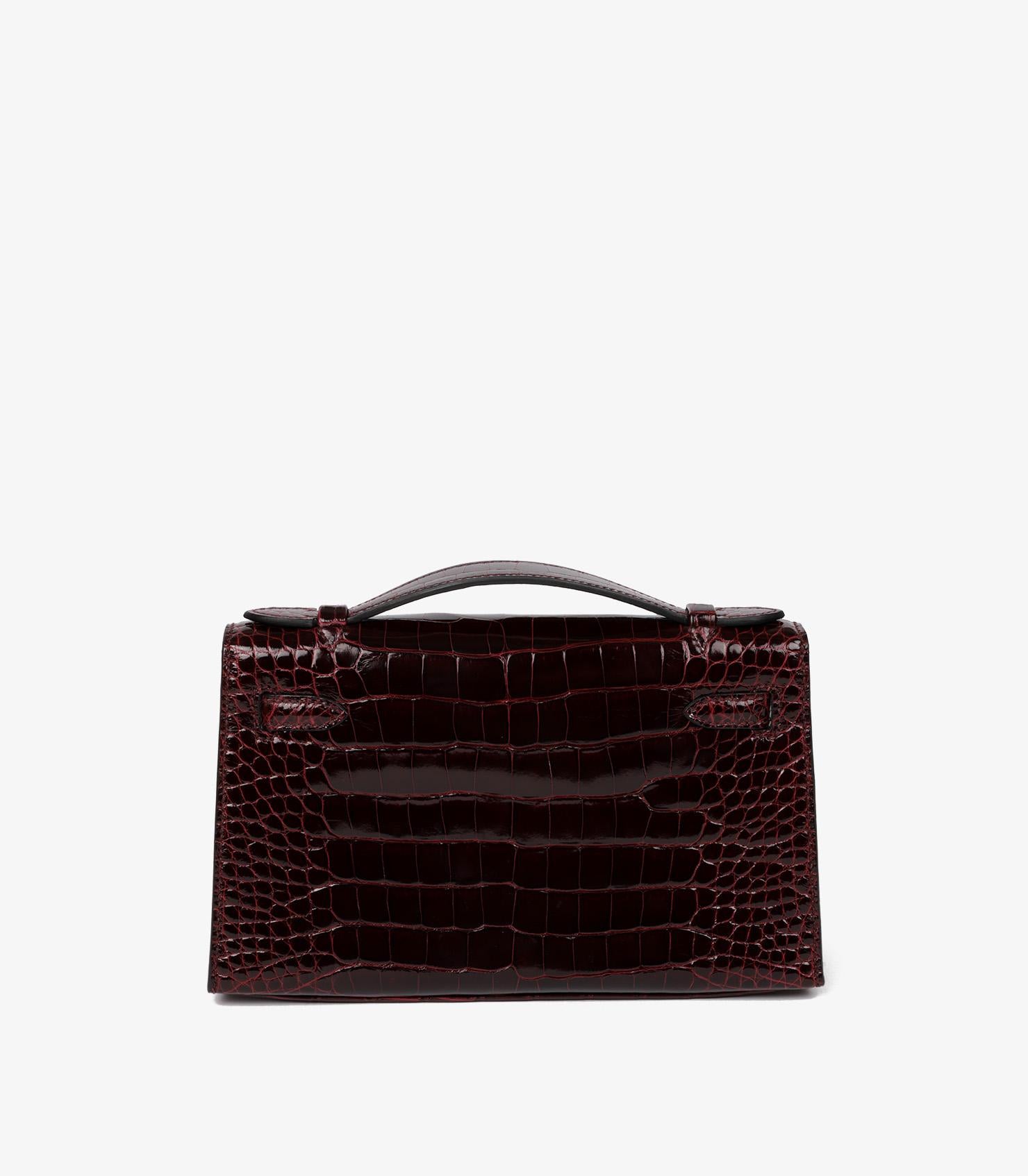 Women's or Men's Hermès Bordeaux Mississippiensis Alligator Leather Kelly Mini Pochette