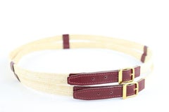 Hermès Bordeaux ( Rare ) Burgundy Toile Double Buckle 223188 Belt
