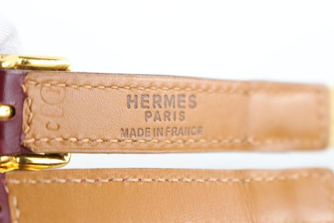 White Hermès Bordeaux ( Rare ) Burgundy Toile Double Buckle 223188 Belt For Sale