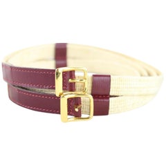 Hermès Bordeaux ( Rare ) Burgundy Toile Double Buckle 223188 Belt