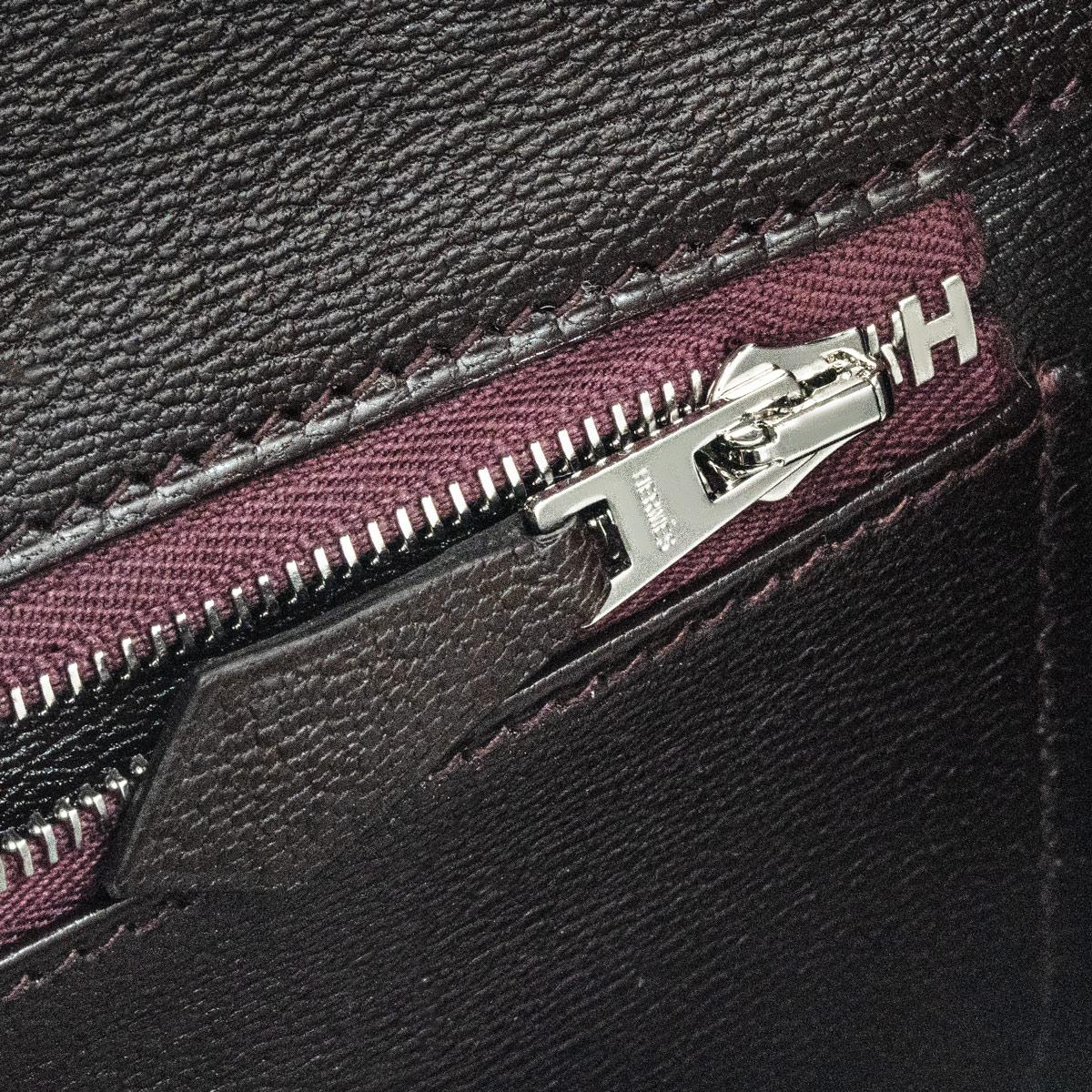 Hermés Bordeaux Glänzend Niloticus 25cm Krokodil PHW im Angebot 1