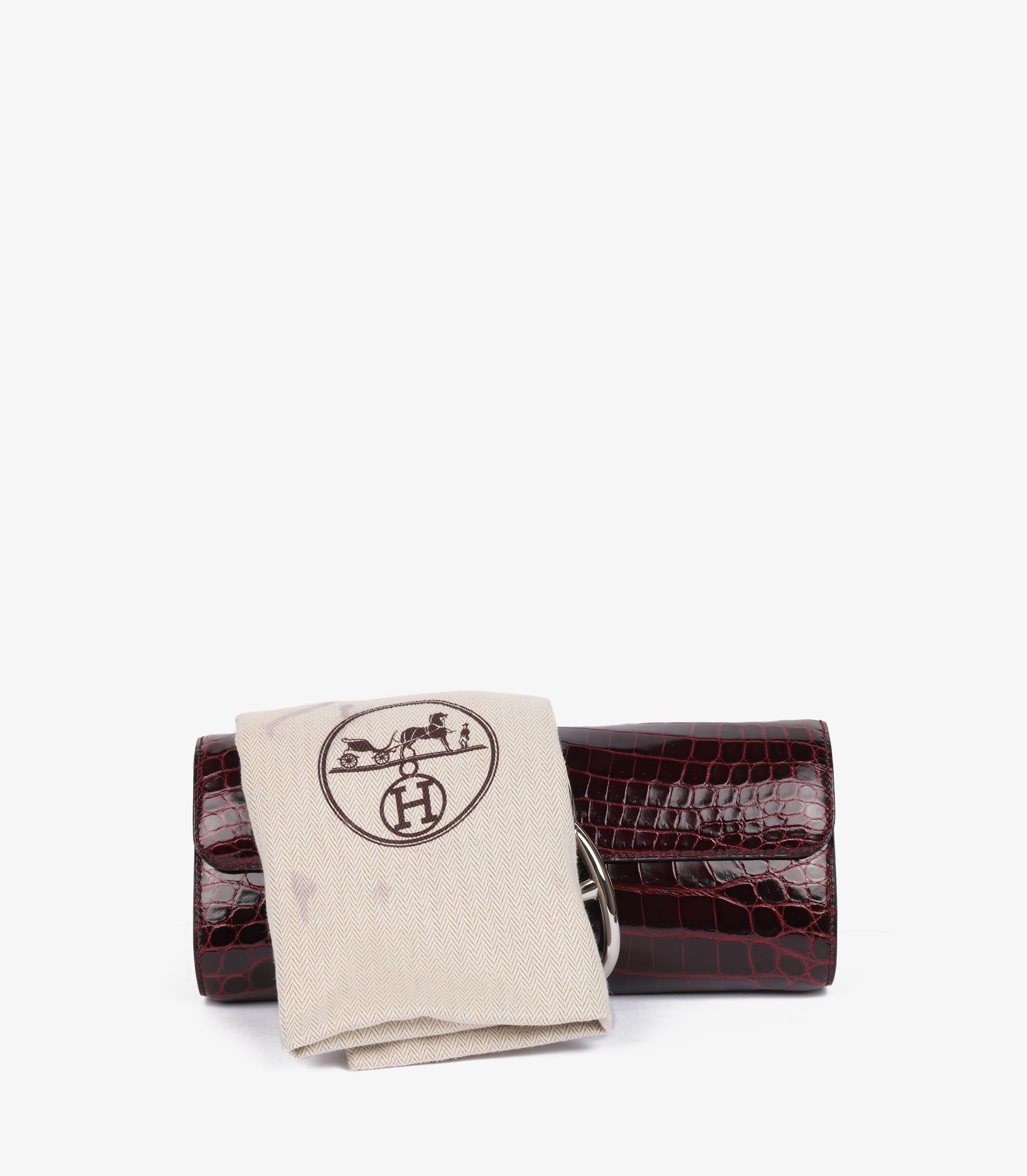 Hermès Bordeaux Shiny Niloticus Crocodile Leather Egee im Angebot 5