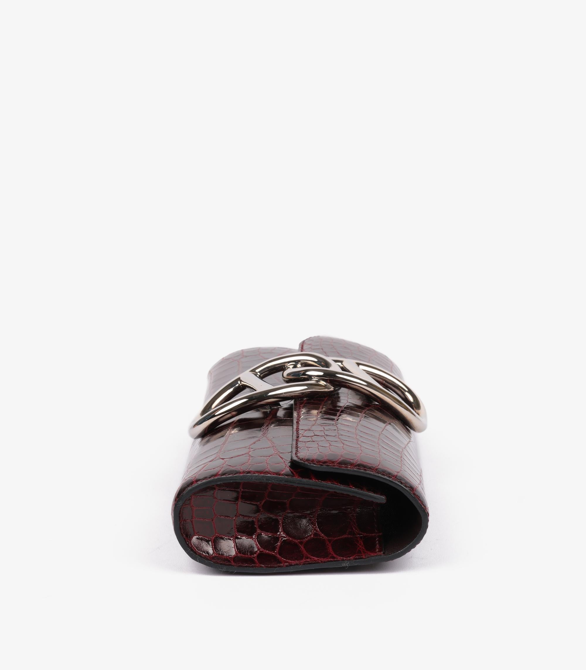 Hermès Bordeaux Shiny Niloticus Crocodile Leather Egee im Zustand „Hervorragend“ im Angebot in Bishop's Stortford, Hertfordshire
