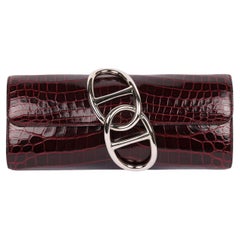 Hermès Bordeaux Shiny Niloticus Crocodile Leather Egee