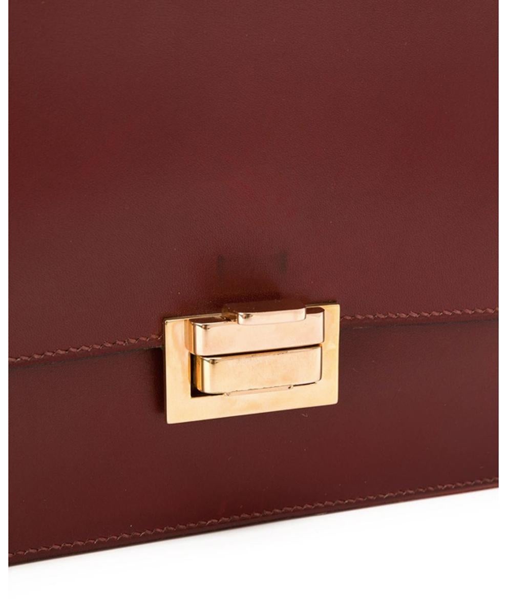 Brown Hermes Bordeaux Boxcalf Leather Shoulder Bag