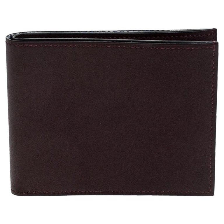 Hermes Bordeaux Swift Leather Bi Fold Wallet For Sale at 1stDibs