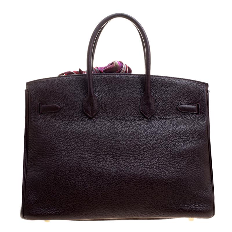 Hermes Bordeaux Togo Leather Gold Hardware Birkin 35 Bag 10