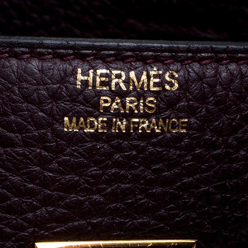 Hermes Bordeaux Togo Leather Gold Hardware Birkin 35 Bag In Good Condition In Dubai, Al Qouz 2