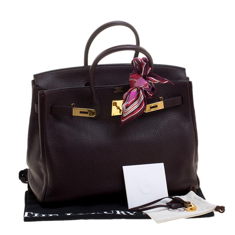 Hermes Bordeaux Togo Leather Gold Hardware Birkin 35 Bag 4