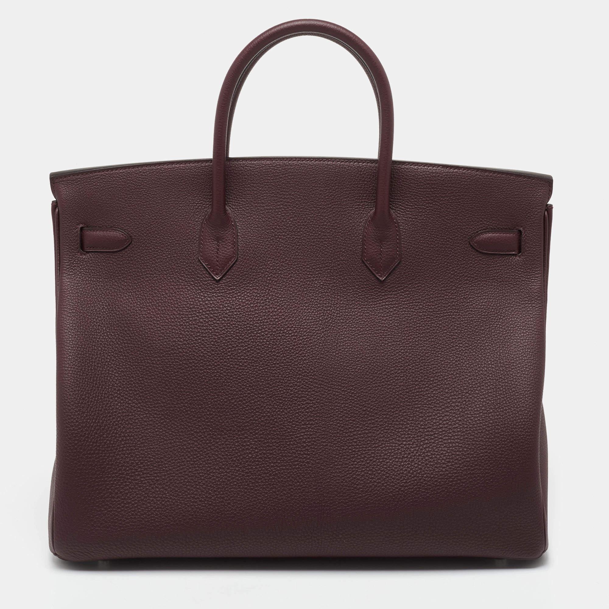 Hermes Bordeaux Togo Leather Palladium Finish Birkin 40 Bag In Excellent Condition In Dubai, Al Qouz 2