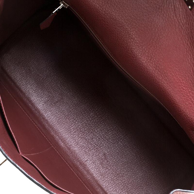 Hermes Bordeaux Togo Leather Palladium Hardware Kelly Retourne 35 Bag 4