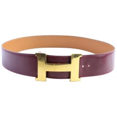 Hermès Bordeaux X Gold 42mm H Logo 25hr0307 Belt