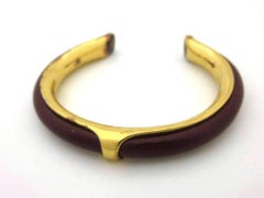 Hermès Bordeaux X Gold Goldtone Bangle 225131 Bracelet