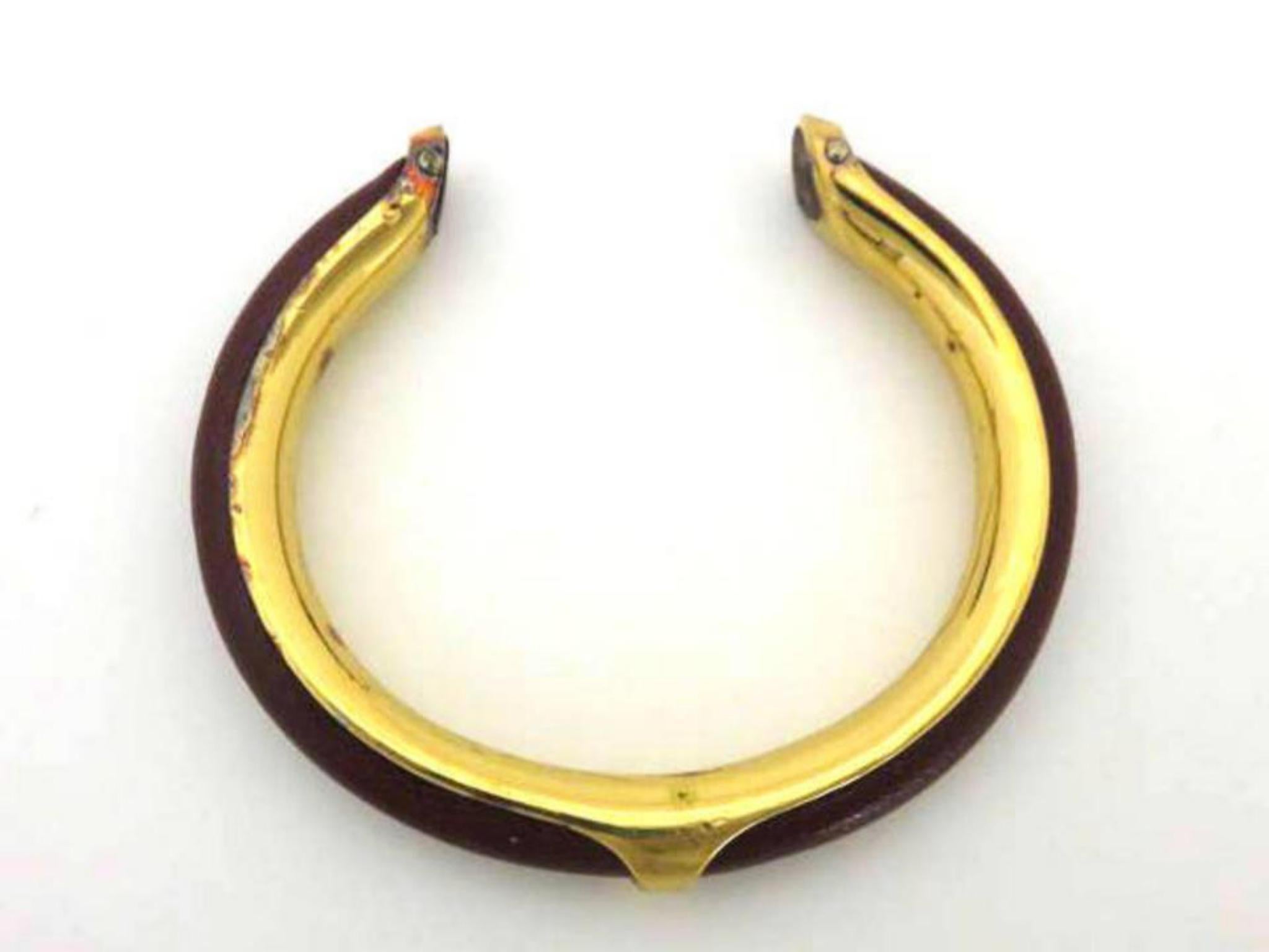 Women's Hermès Bordeaux X Gold Goldtone Bangle 225131 Bracelet For Sale