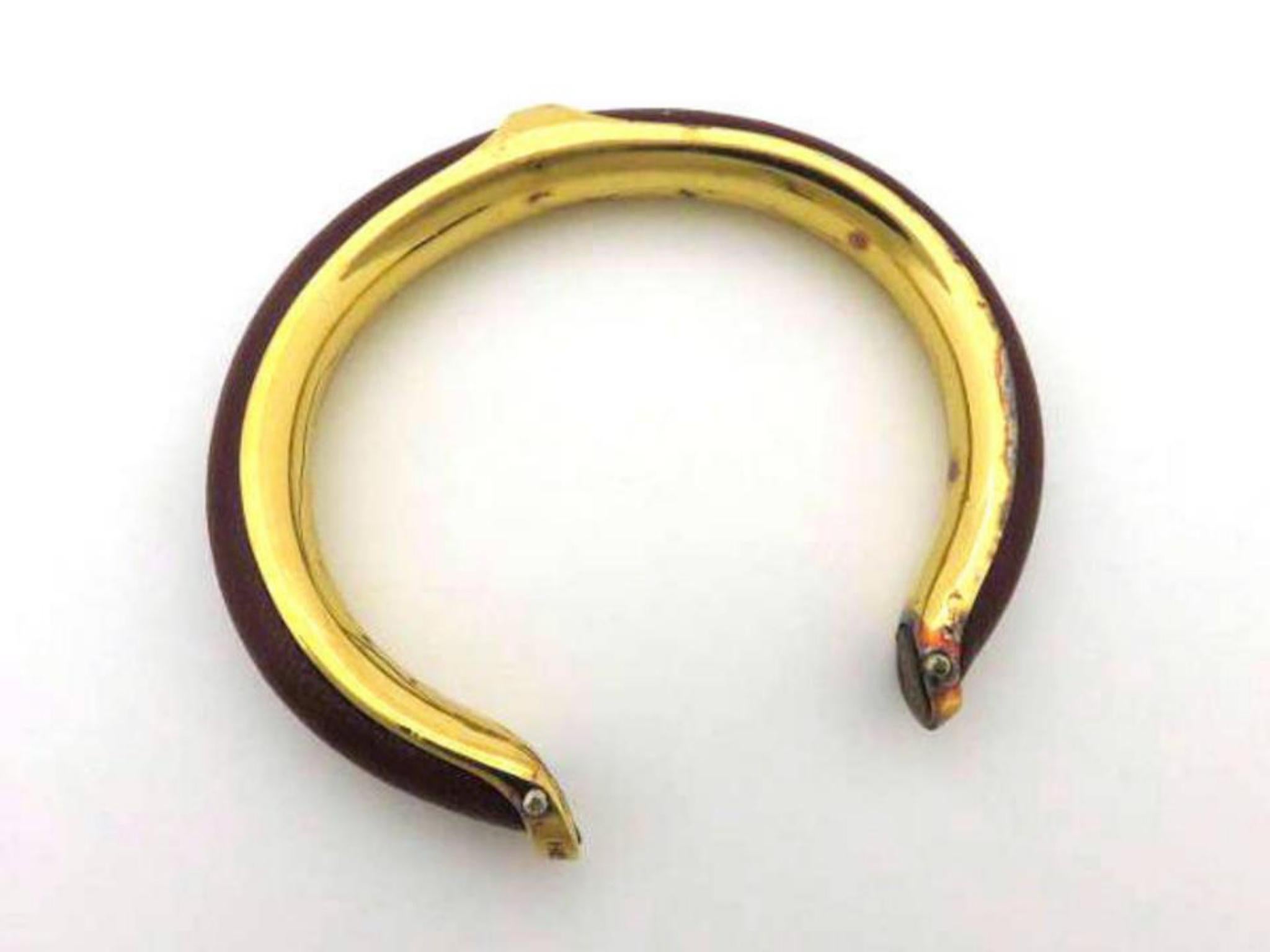 Hermès Bordeaux X Gold Goldtone Bangle 225131 Bracelet For Sale 1