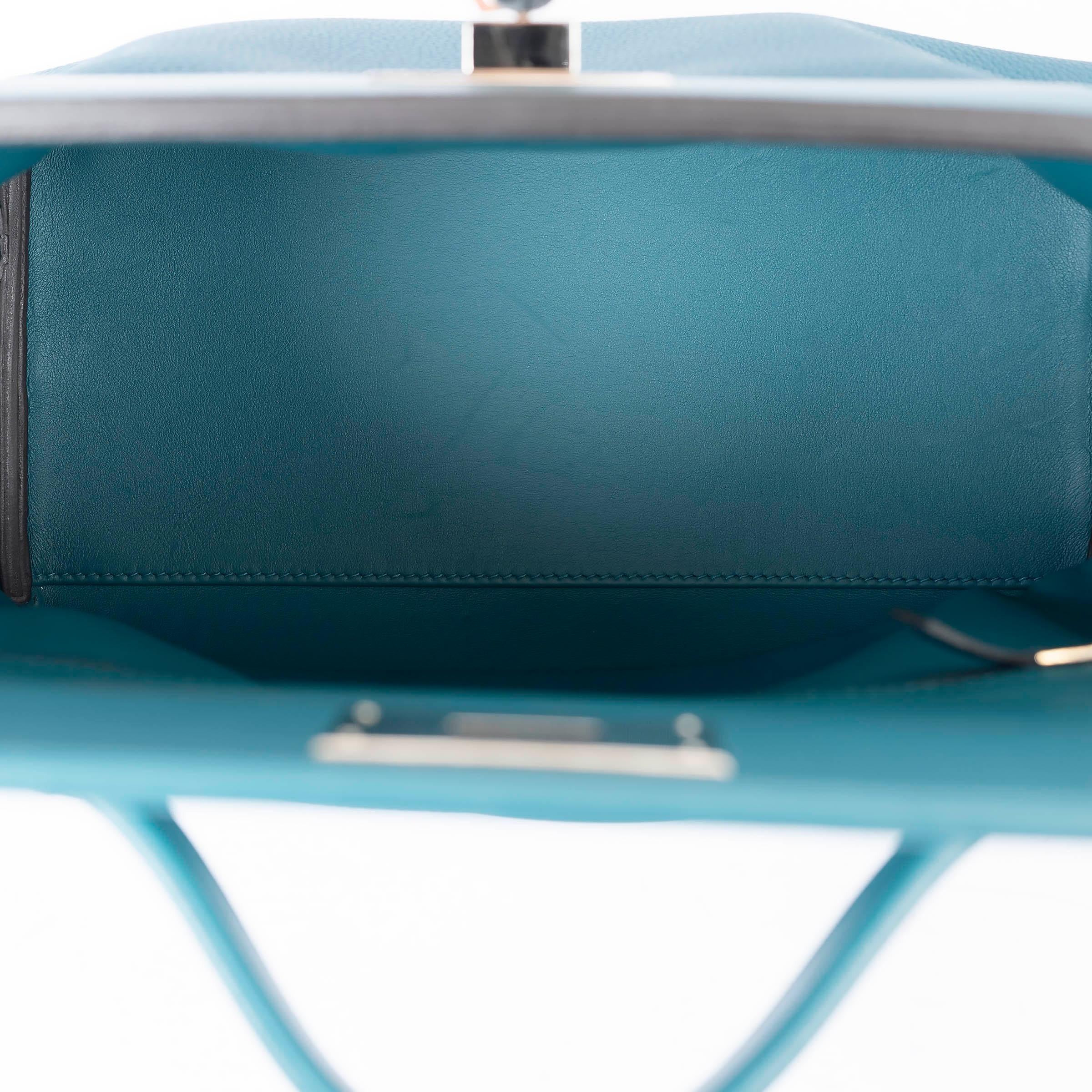 Women's HERMES Bosphore teal Togo / Swift leather 24/24-29 Bag Phw