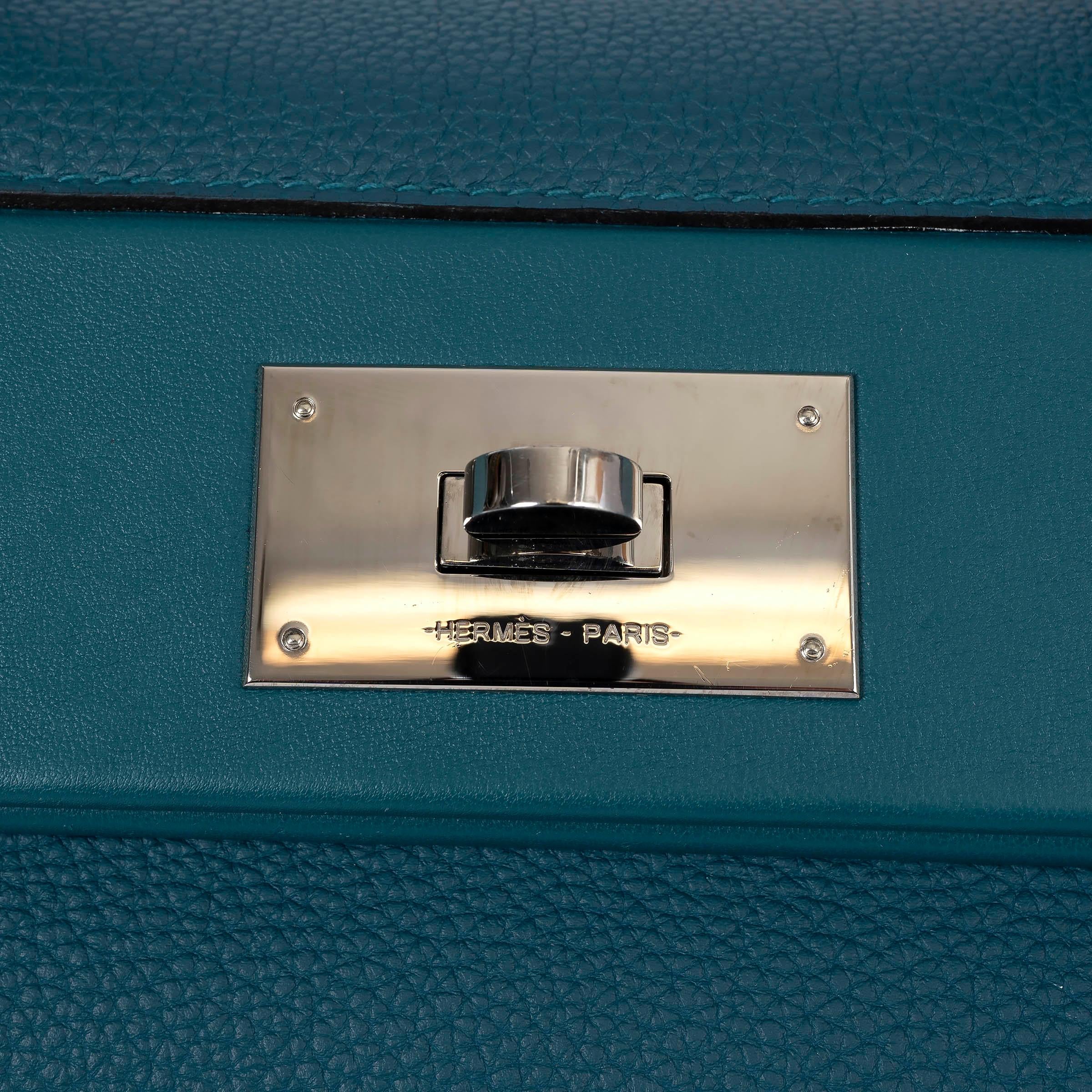 HERMES Bosphore teal Togo / Swift leather 24/24-29 Bag Phw 1