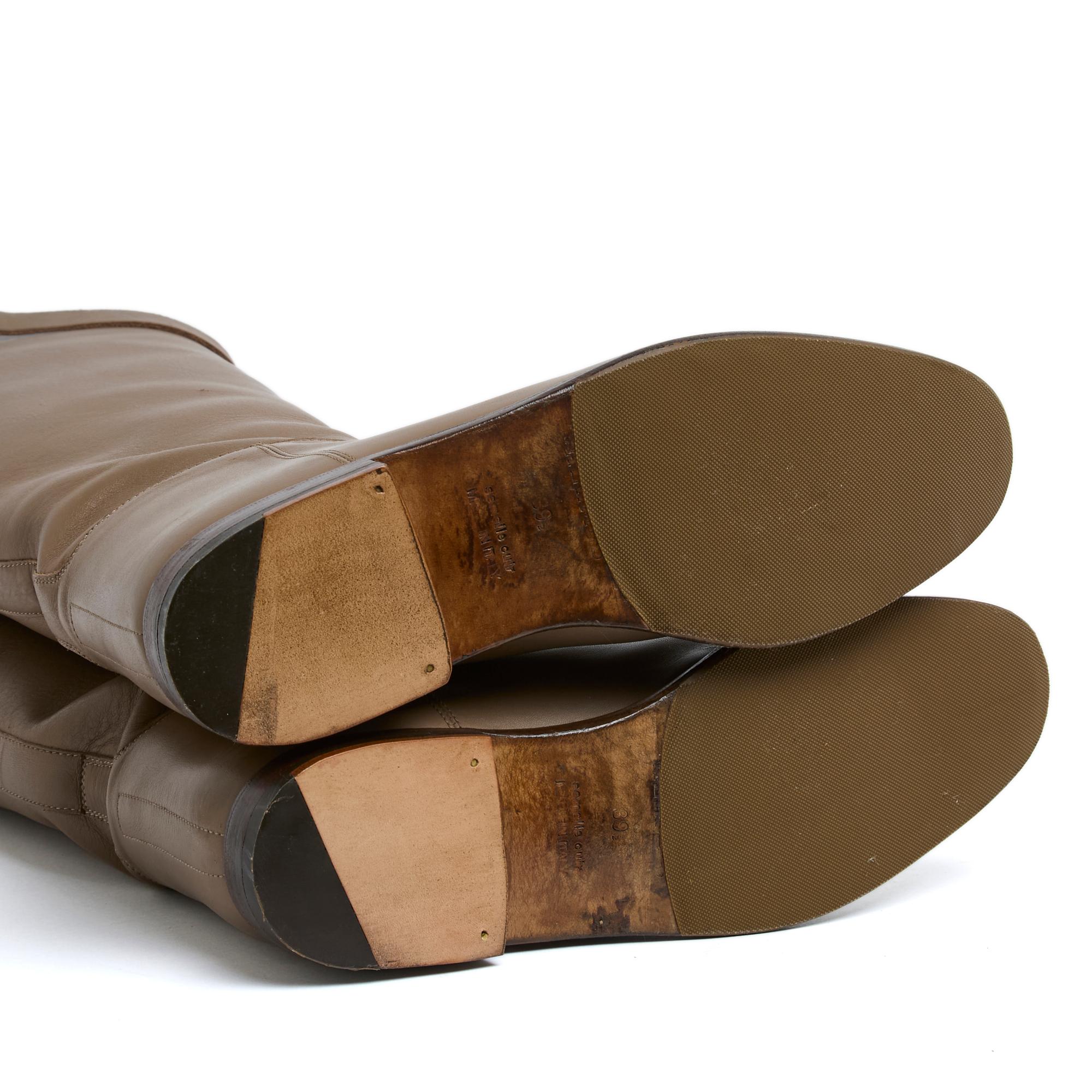 Women's Hermès Bottes Jumping EU39.5 Taupe Leather Kelly Boots UK6 US8.5 Hermes For Sale