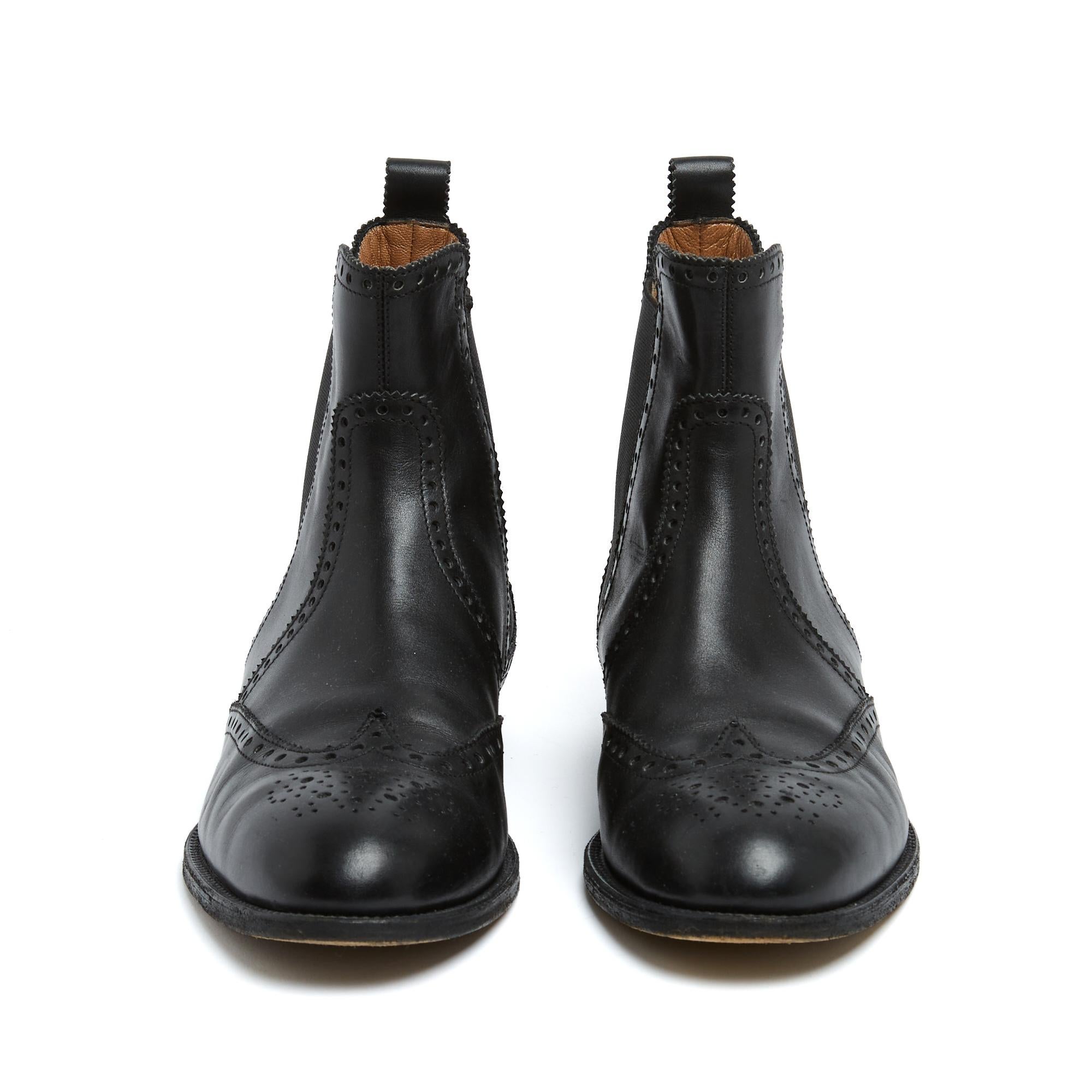 Hermès Bottines Cuir Noir EU39 Black Leather Brighton Boots UK6 US8.5 Hermes Bon état - En vente à PARIS, FR