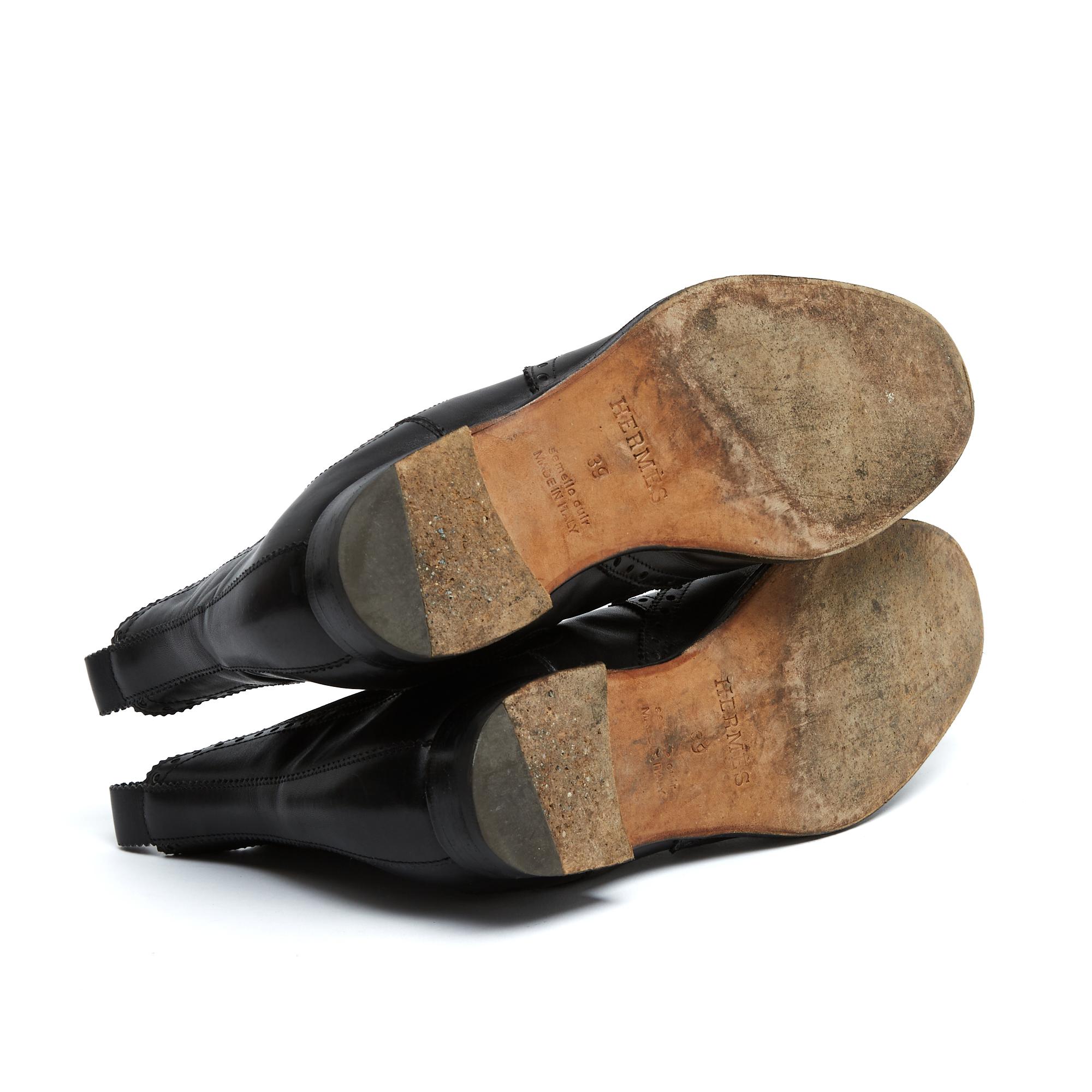 Hermès Bottines Cuir Noir EU39 Black Leather Brighton Boots UK6 US8.5 Hermes en vente 1