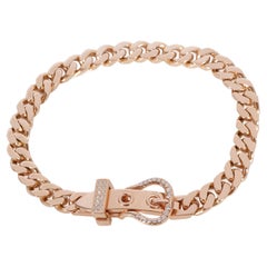 Hermès Boucle Sellier Armband Diamant-Armband in 18k Rose Gold 0,18 Ctw