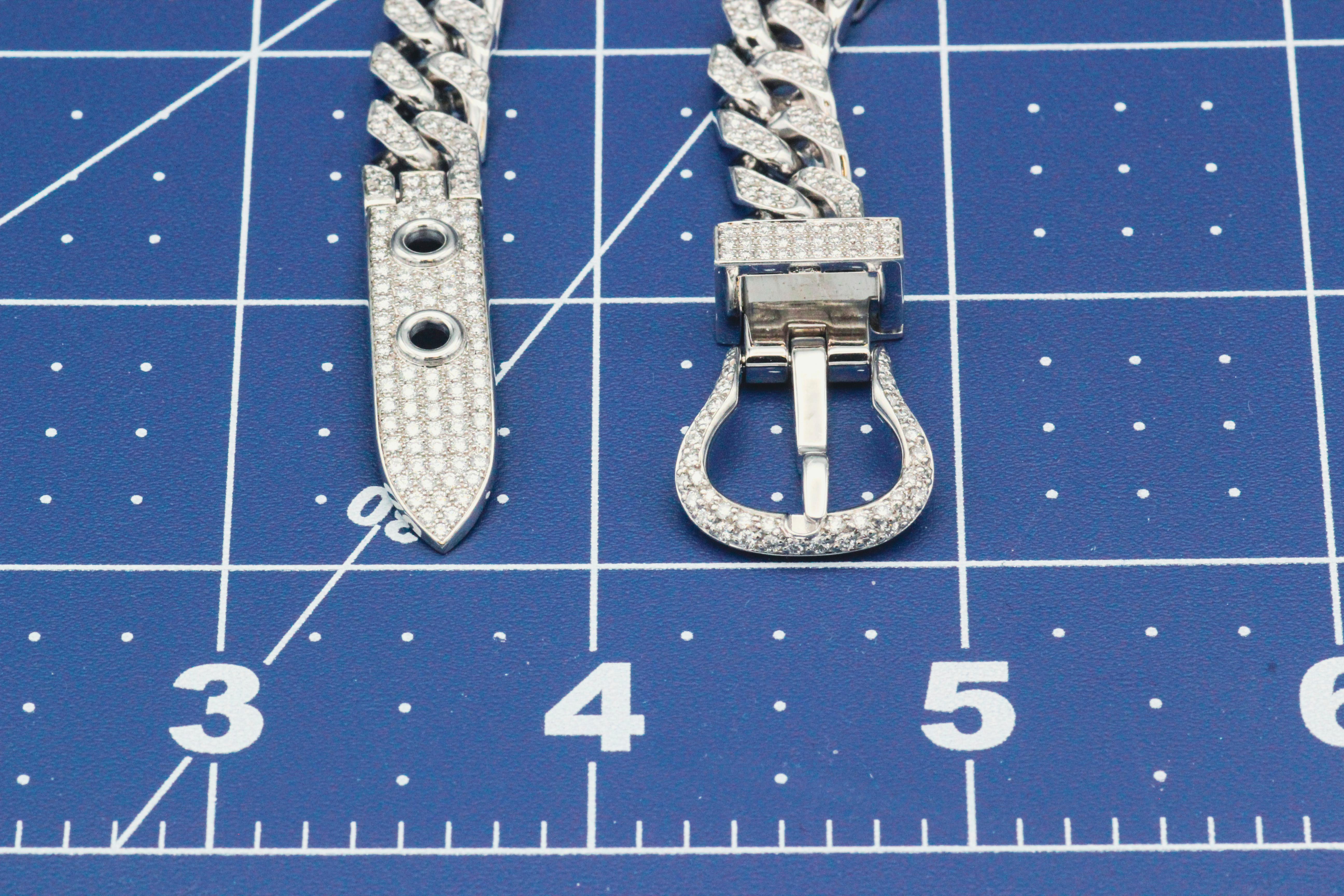 Hermès Boucle Sellier Diamant 18 Karat Weißgold Schnallenarmband im Angebot 4