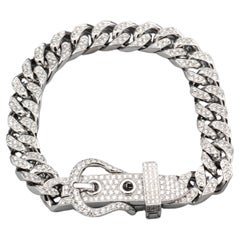 Hermès Boucle Sellier Diamond 18 Karat White Gold Buckle Bracelet