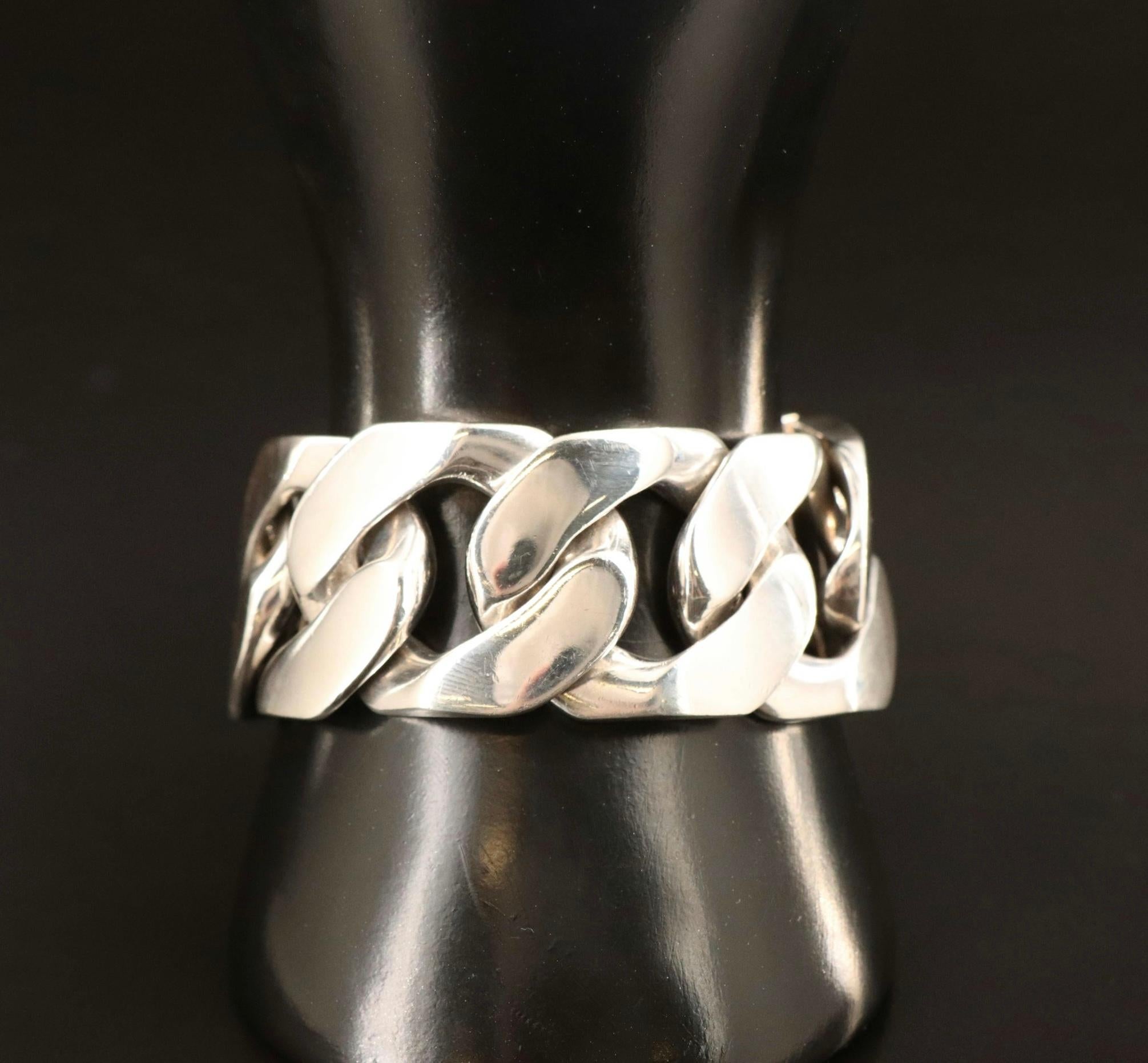 Hermes Boucle Sellier Sterling Silver Chain Link Bracelet 1