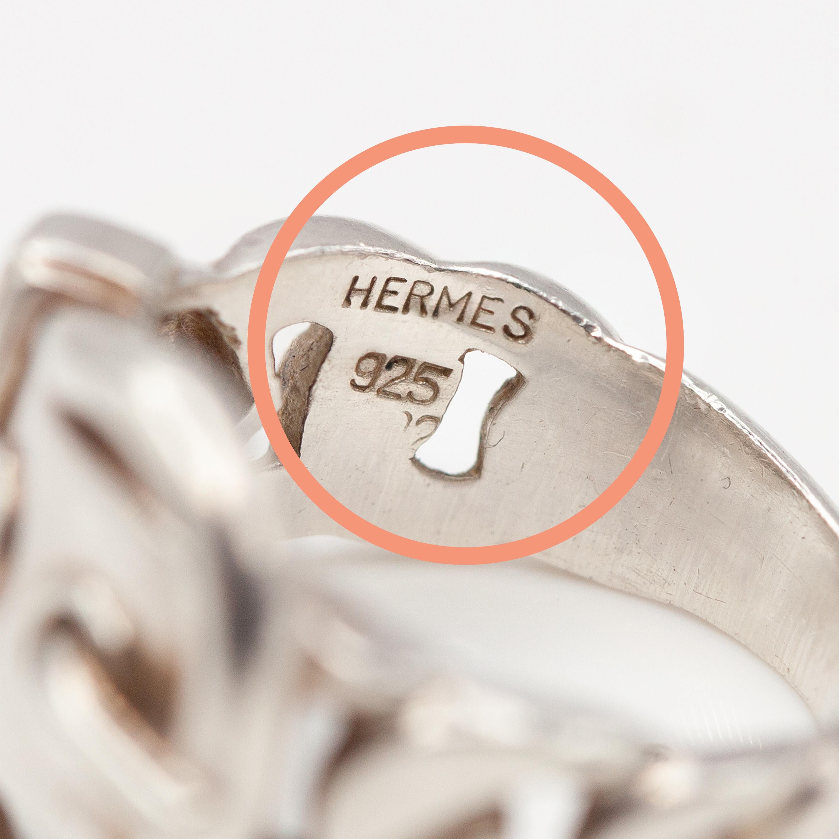 Anello Hermès Boucle Sellier in argento sterling in vendita 6