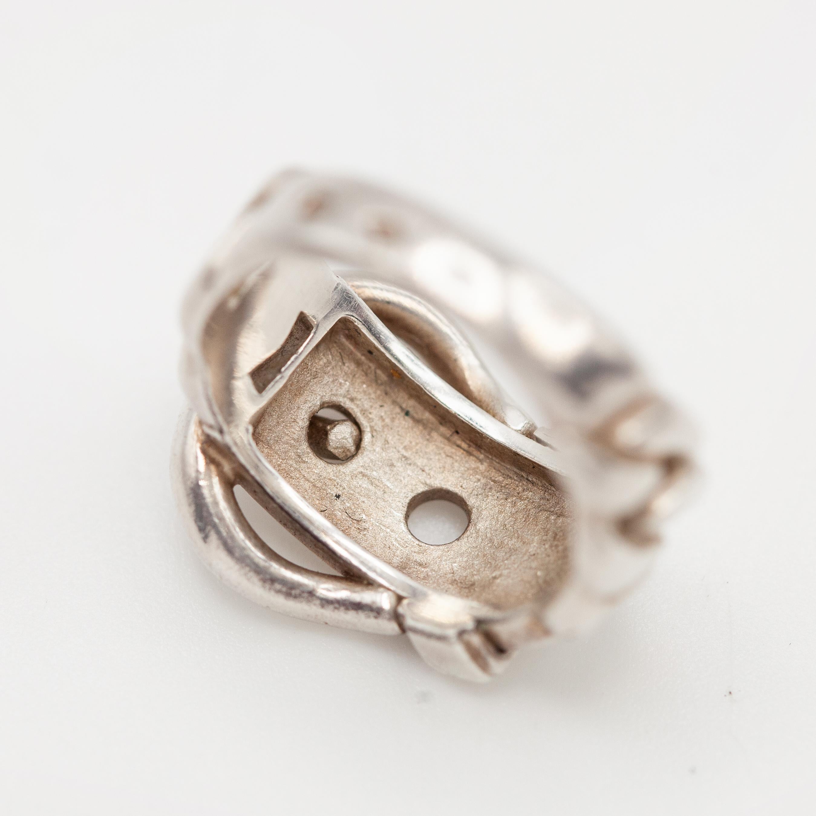 Anello Hermès Boucle Sellier in argento sterling in vendita 10