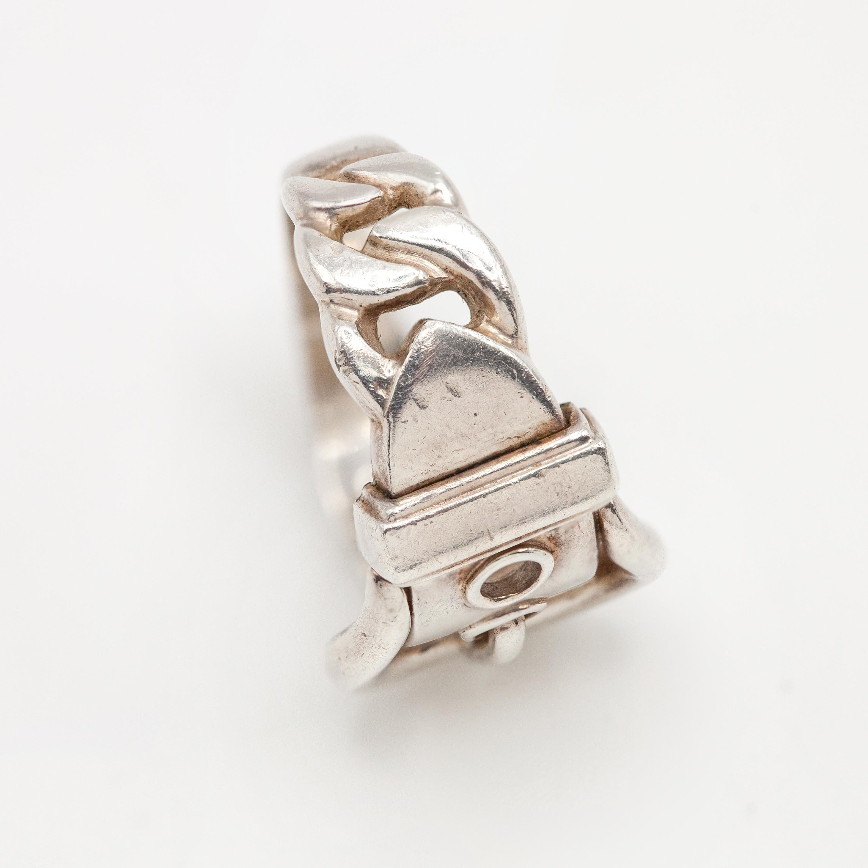 Anello Hermès Boucle Sellier in argento sterling In condizioni ottime in vendita a New York, NY
