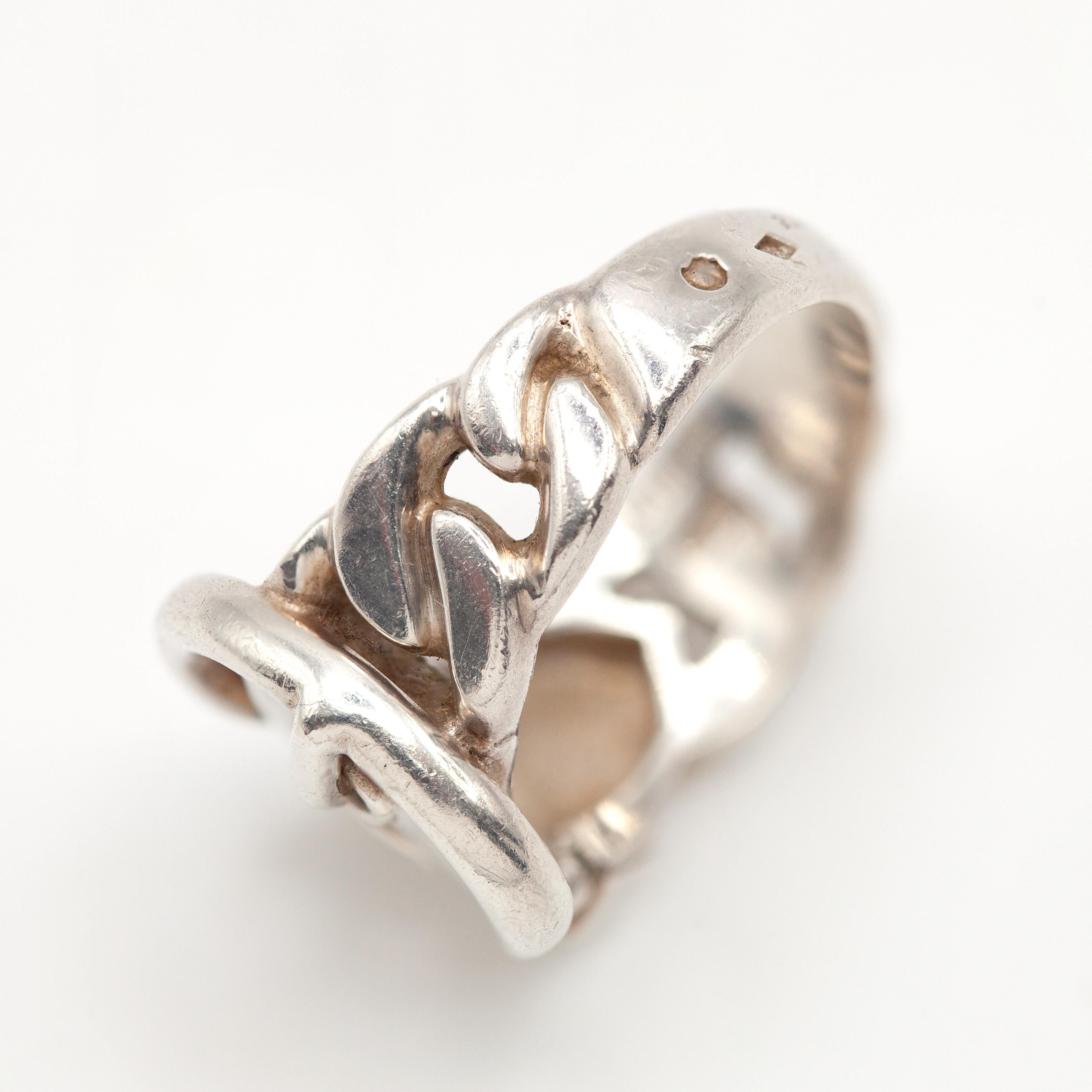 da uomo o donna Anello Hermès Boucle Sellier in argento sterling in vendita
