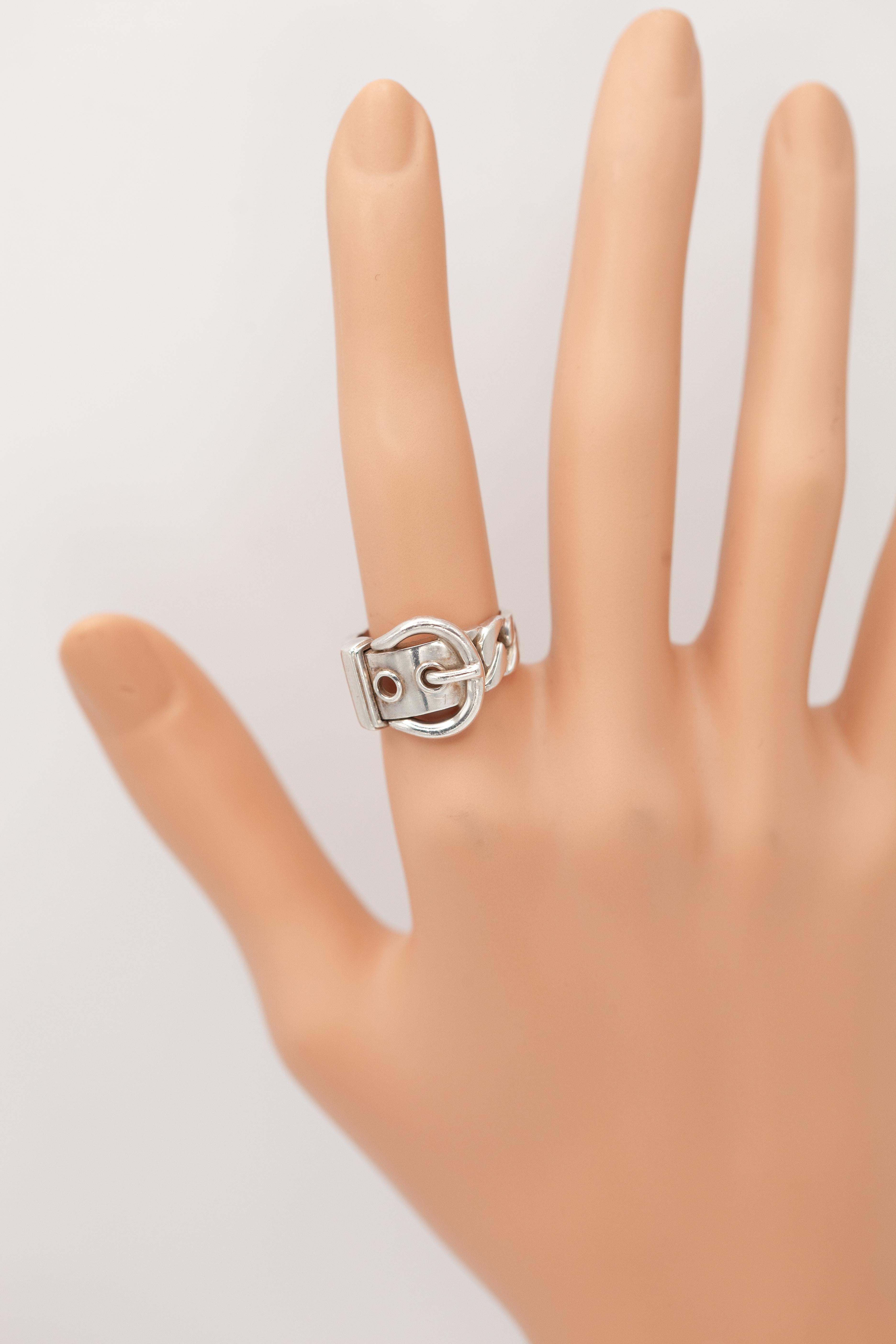 Anello Hermès Boucle Sellier in argento sterling in vendita 2