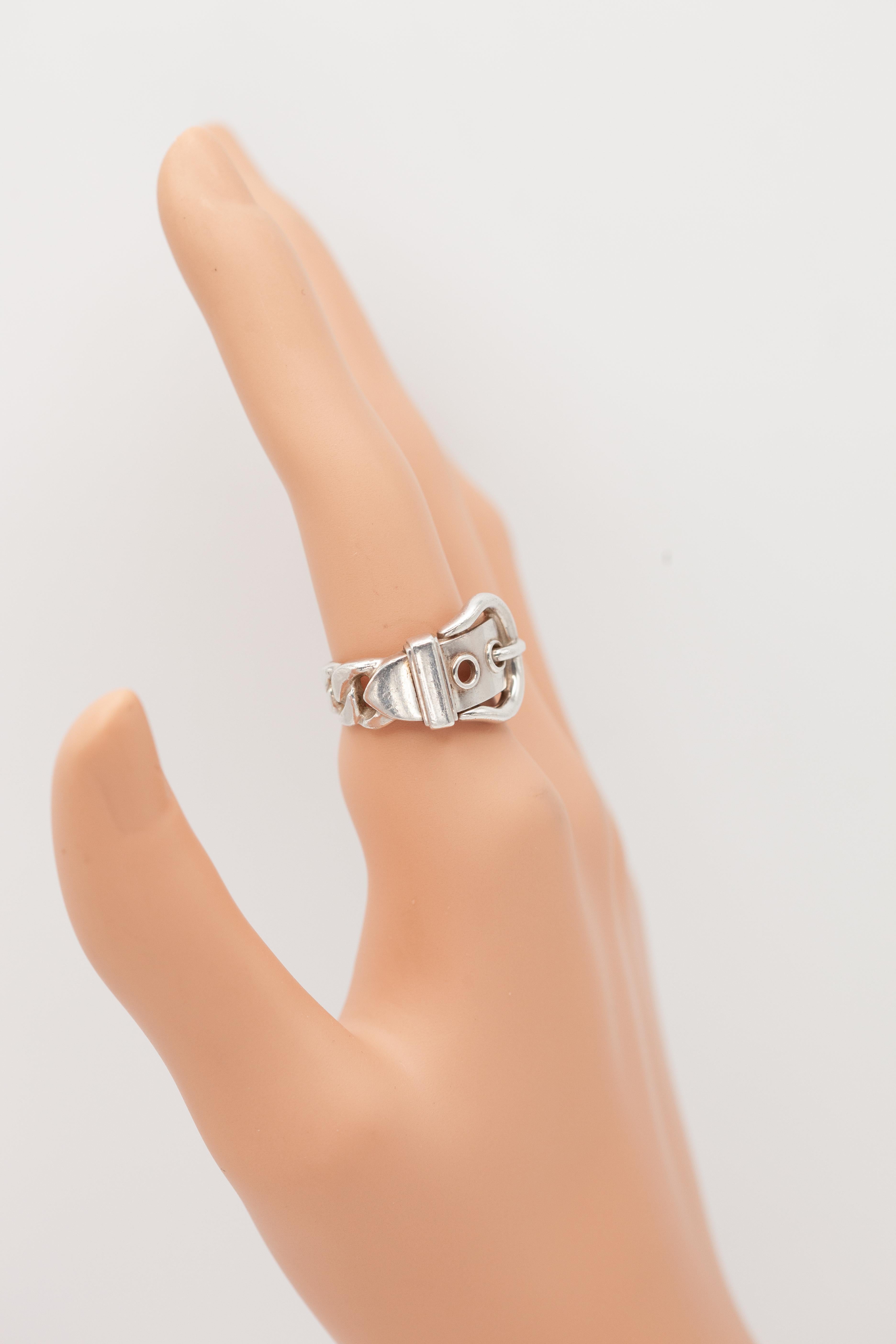 Anello Hermès Boucle Sellier in argento sterling in vendita 3