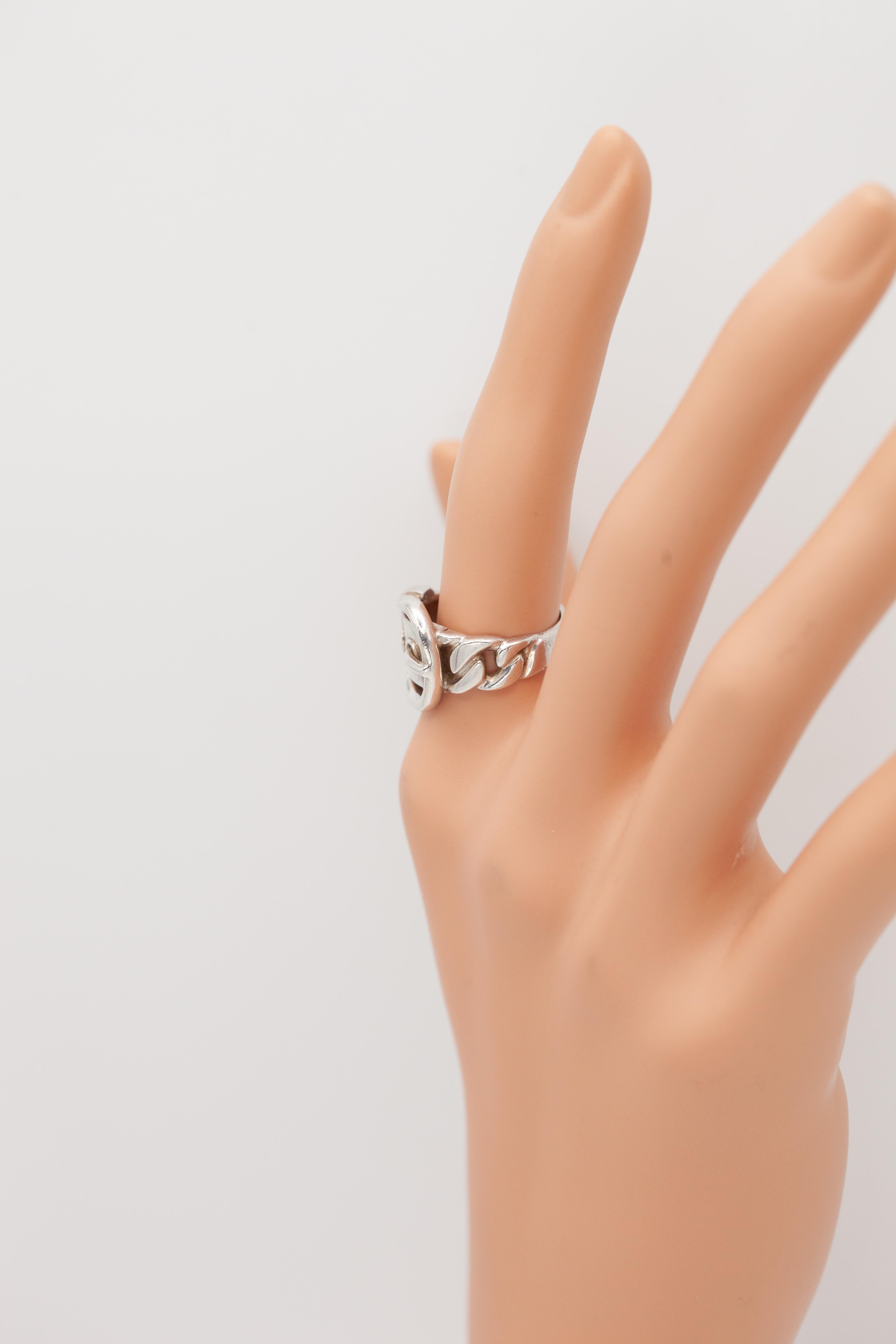 Anello Hermès Boucle Sellier in argento sterling in vendita 4