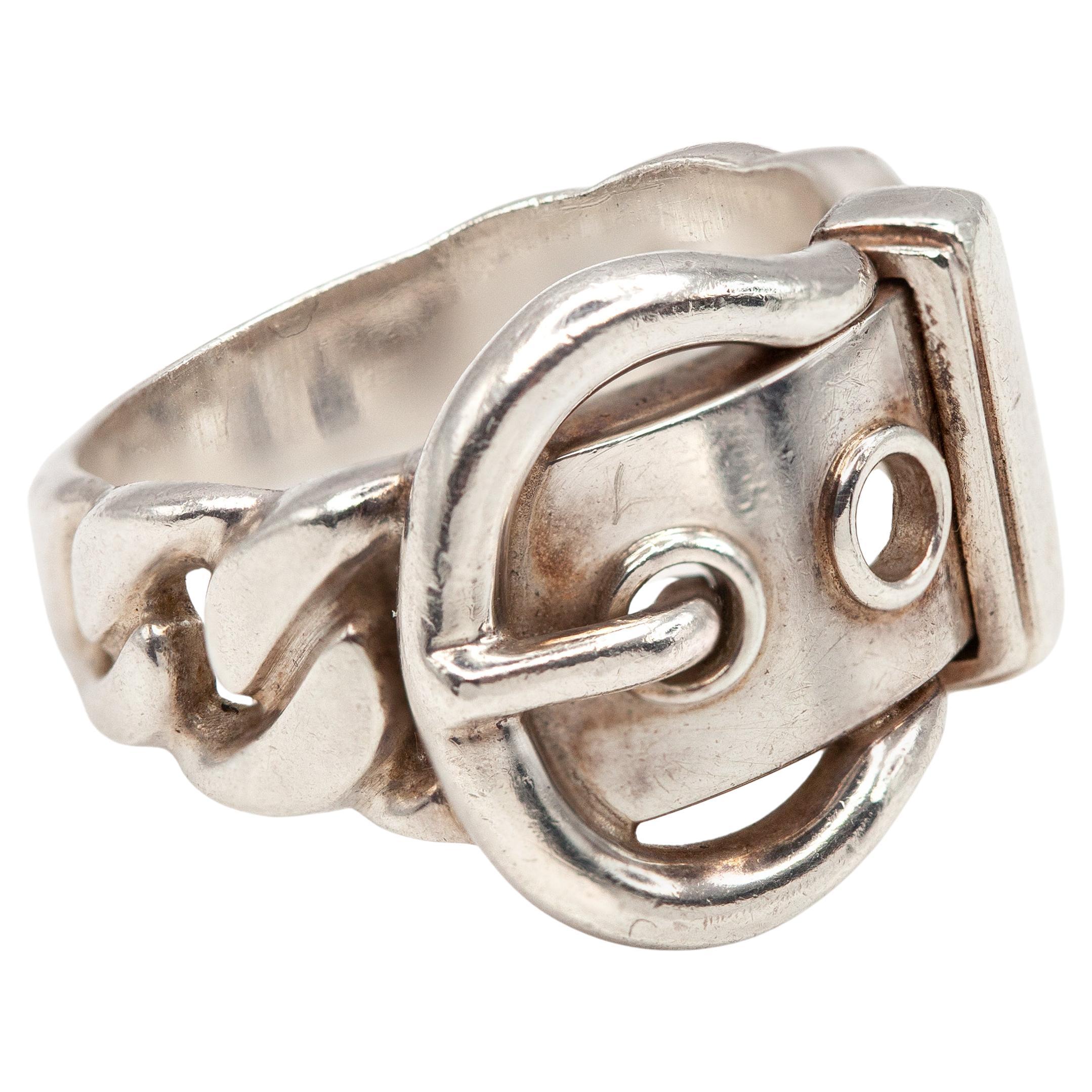Bague en argent Hermès Boucle Sellier
