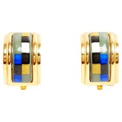 Hermès Boucles Clips Email Imprime Blu grigio Orecchini a clip Hermès