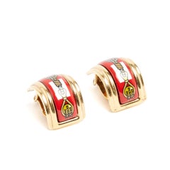 Hermès Boucles Clips Email Imprime Red Chaine Ancre Clip on earrings Hermes