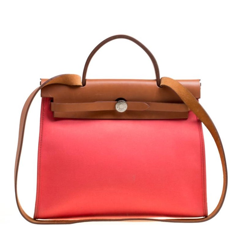 Hermes Bougainvillea/Brown Canvas and Leather Herbag Zip 31 Bag For ...