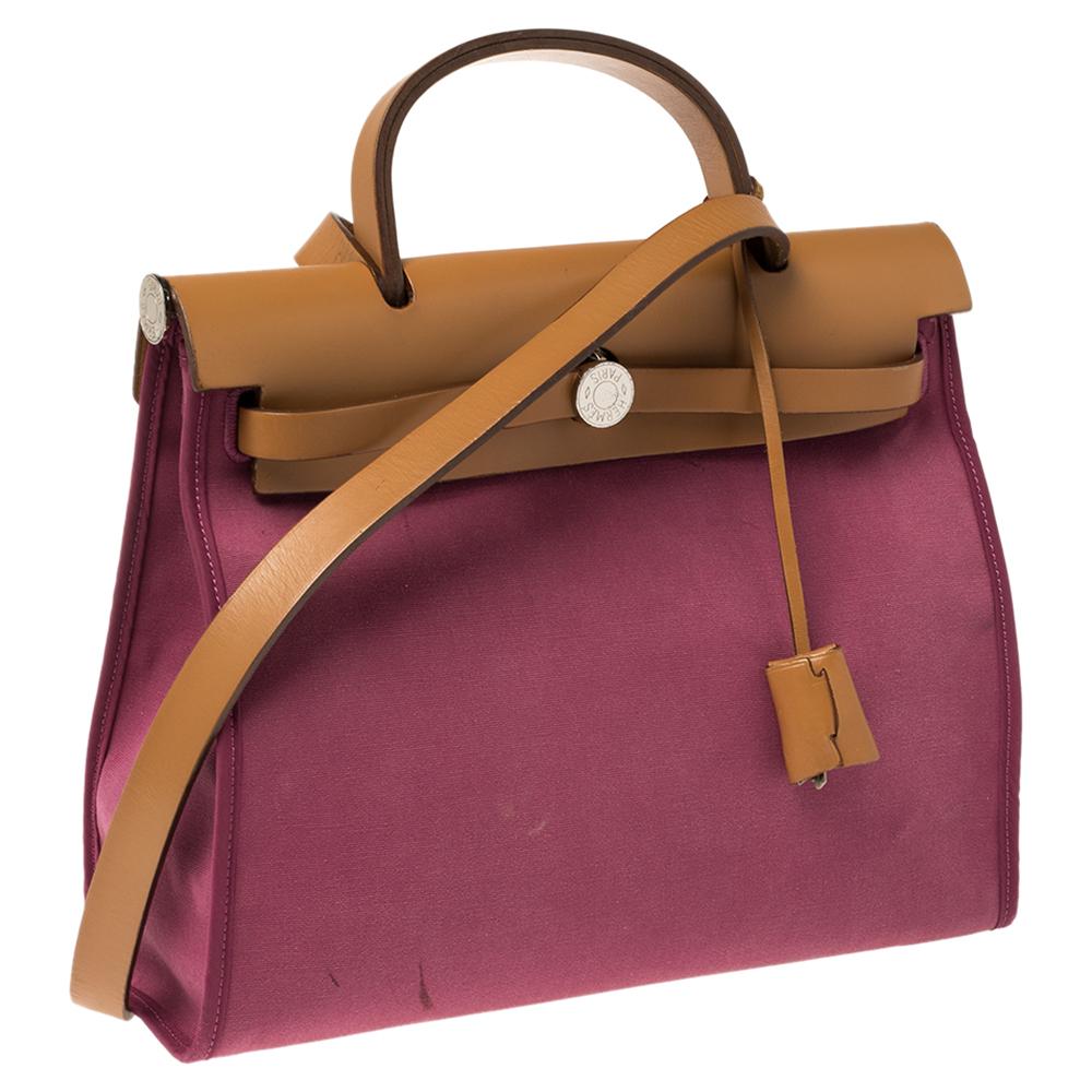 Bolso Hermes Bougainvillea de lona y piel Herbag Zip 31 en Bueno Estado en Dubai, Al Qouz 2