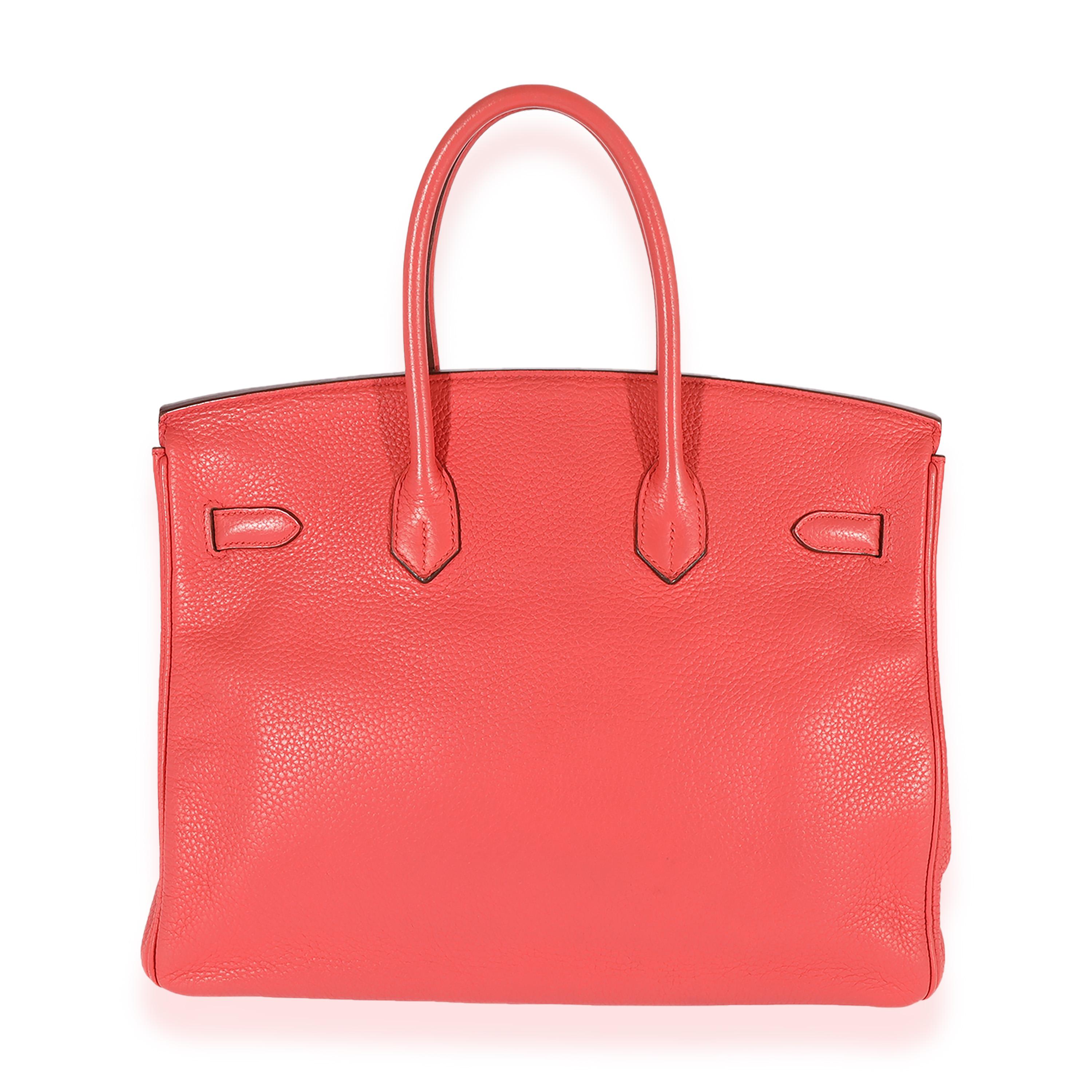 Listing Title: Hermès Bougainvillea Clémence Birkin 35 PHW
SKU: 119741
Condition: Pre-owned 
Handbag Condition: Very Good
Condition Comments: Very Good Condition. Discoloration to leather. Scuffing to corners. Scratching to hardware. Scuffing and
