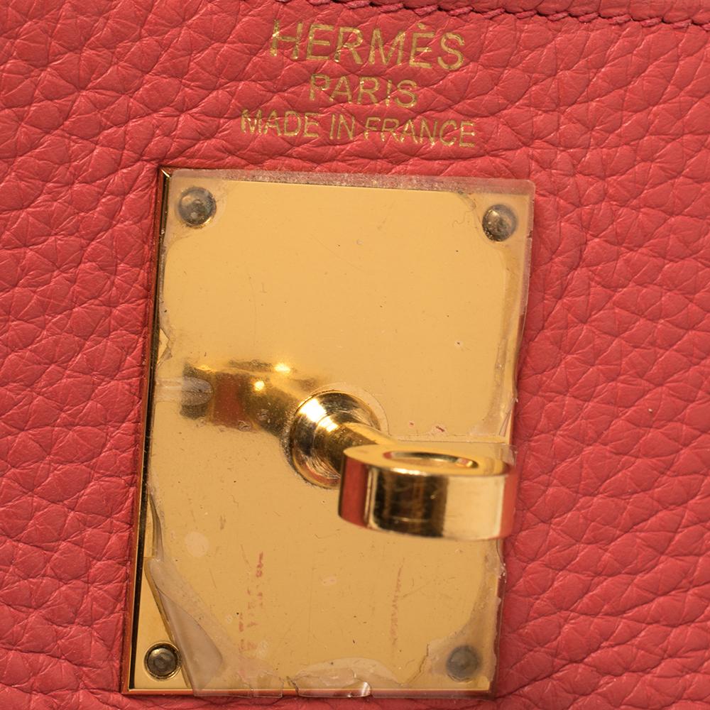 Hermes Bougainvillea Clemence Leather Gold Hardware Shoulder Kelly 42 Bag 4