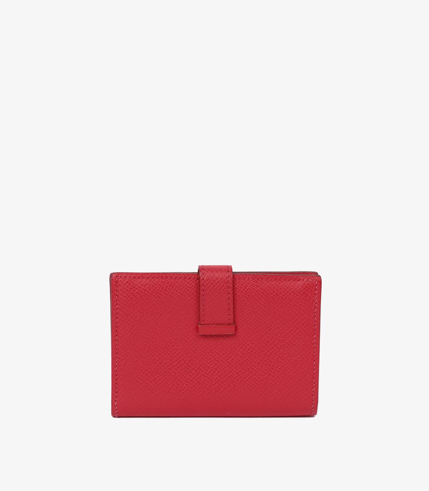 Red Hermès Bougainvillea Epsom Leather Bearn Cardholder For Sale