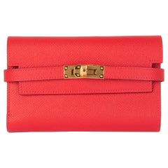 HERMES Bougainvillea pink Epsom leather KELLY DEPLIANT MEDIUM Wallet