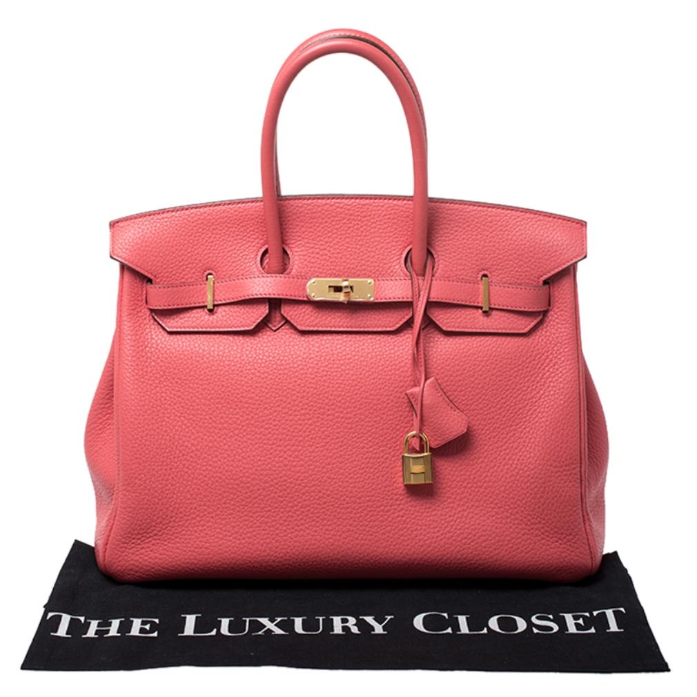Hermes Bougainvillier Clemence Leather Gold Hardware Birkin 35 Bag 7