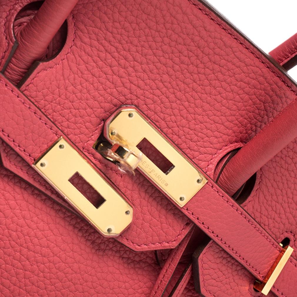 Women's Hermes Bougainvillier Clemence Leather Gold Hardware Birkin 35 Bag