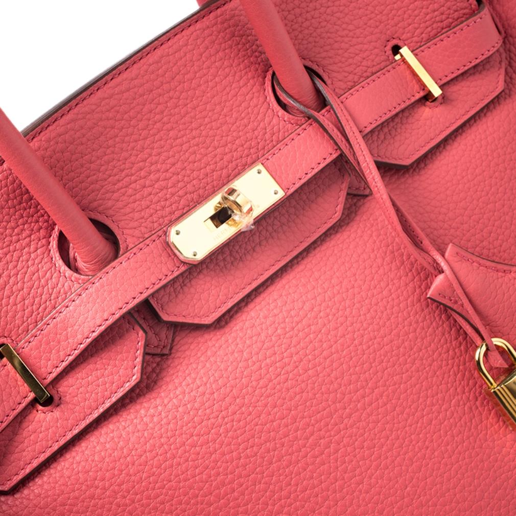 Hermes Bougainvillier Clemence Leather Gold Hardware Birkin 35 Bag 3