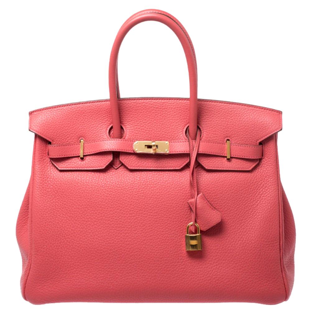 Hermes Bougainvillier Clemence Leather Gold Hardware Birkin 35 Bag